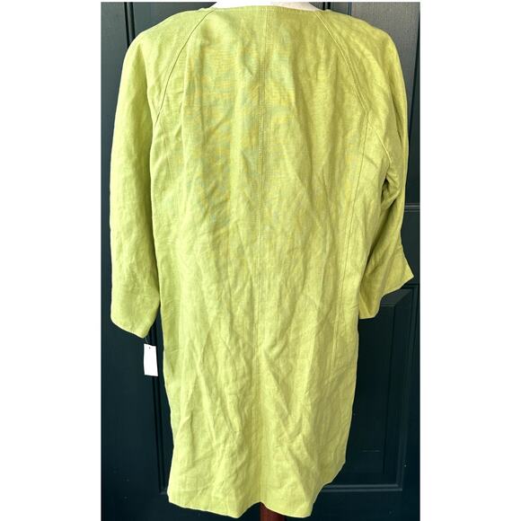 NWT Talbots 100% Irish Linen Apple Green Open Front Blazer Jacket Lagenlook - Picture 6 of 8